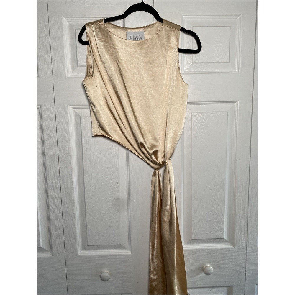 Mare Mare Asymmetric Knot Blouse Womens Size XS Gold Satin Tank‎ Anthropologie